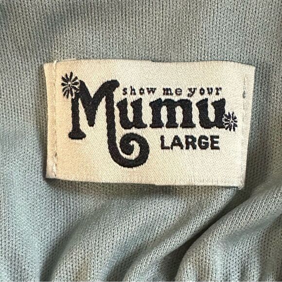 Show Me Your MuMu Blue/Gray/Green Caitlin Ruffled Maxi Dress. Size Large - Picture 6 of 8